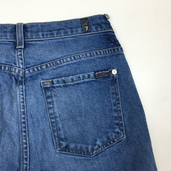 7 FOR ALL MANKIND Button Fly Josefina Raw Step Hem Zip Detail High Waist Jeans - Picture 10 of 12